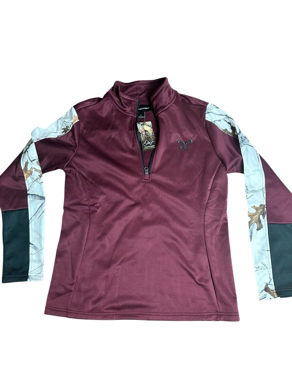 Women’s True Timber Performance 1/4 Zip Burgundy/Conceal Snow Size L NWT